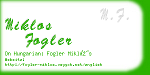 miklos fogler business card